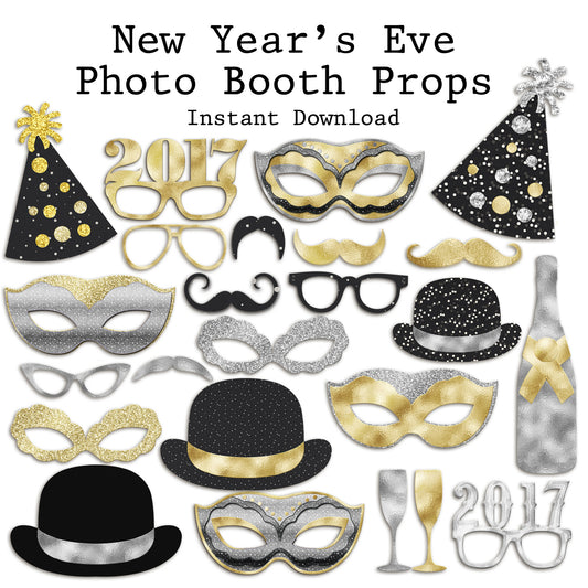 New Year's Photo Booth Props - INSTANT DOWNLOAD - EZscrapbooks Scrapbook Layouts 