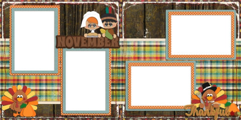 November - Digital Scrapbook Pages - INSTANT DOWNLOAD - EZscrapbooks Scrapbook Layouts Months of the Year, Thanksgiving