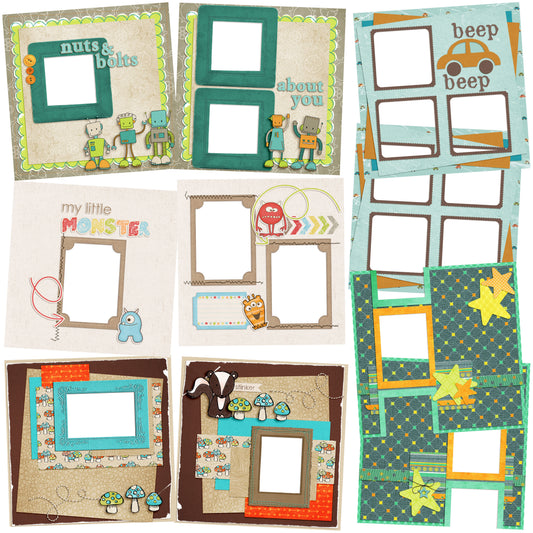 Nuts & Bolts EZ Quick Pages -  Digital Bundle - 10 Digital Scrapbook Pages - INSTANT DOWNLOAD