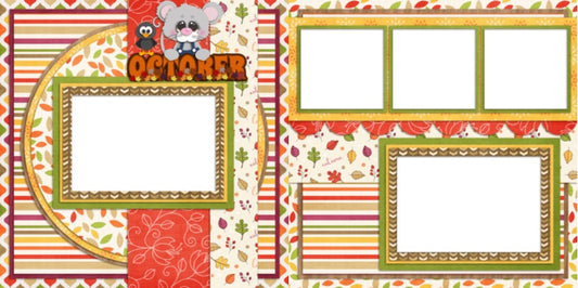 October - Digital Scrapbook Pages - INSTANT DOWNLOAD - EZscrapbooks Scrapbook Layouts Fall - Autumn, Months of the Year