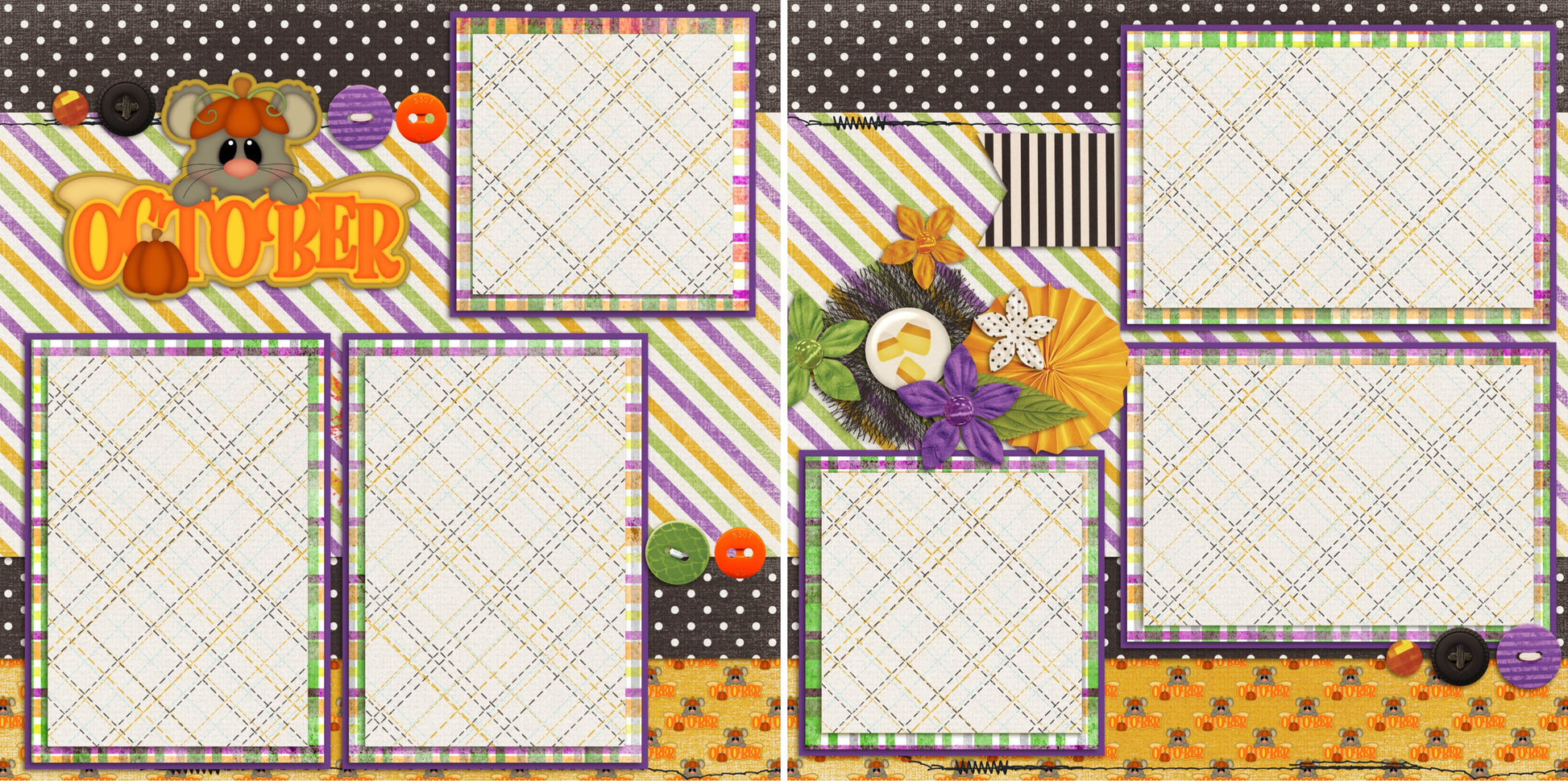 Treasure Box Designs Calendar - 12 Double Page Layouts - 1158 - EZscrapbooks Scrapbook Layouts Months of the Year