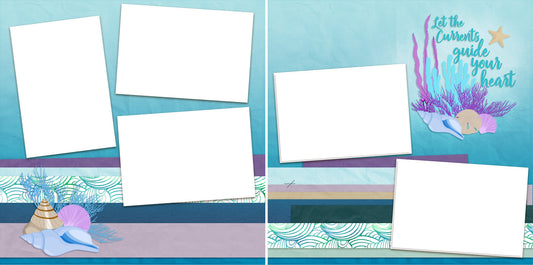 Let the Currents Guide - Digital Scrapbook Pages - INSTANT DOWNLOAD - EZscrapbooks Scrapbook Layouts ocean, sea, shells