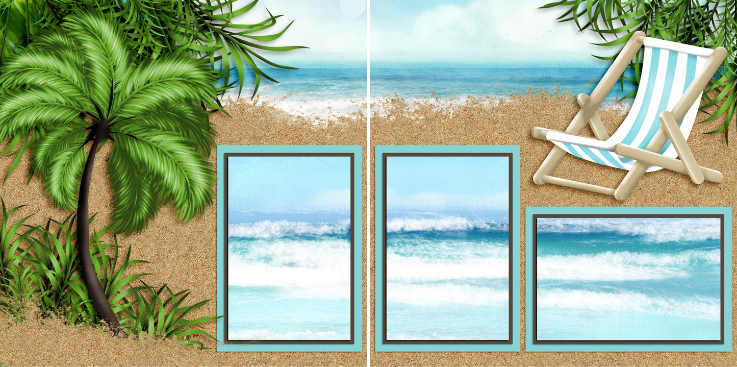Beach Paradise - 4084 - EZscrapbooks Scrapbook Layouts Beach - Tropical, cruise, Swimming - Pool