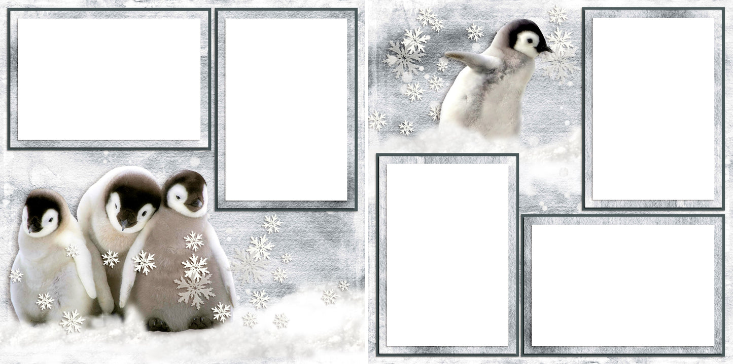 Snow Penguins - Digital Scrapbook Pages - INSTANT DOWNLOAD - EZscrapbooks Scrapbook Layouts Winter