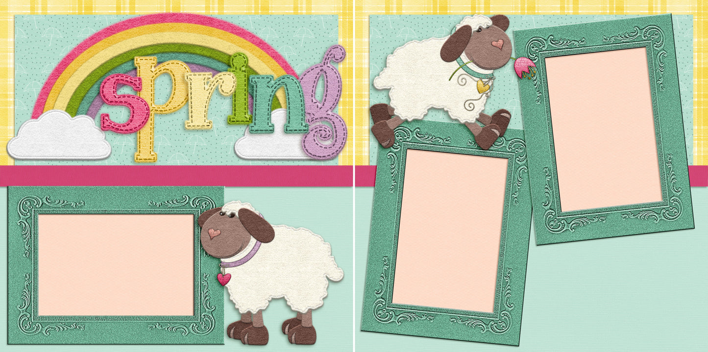 Spring Lambs - 5248 - EZscrapbooks Scrapbook Layouts Spring, Spring - Easter