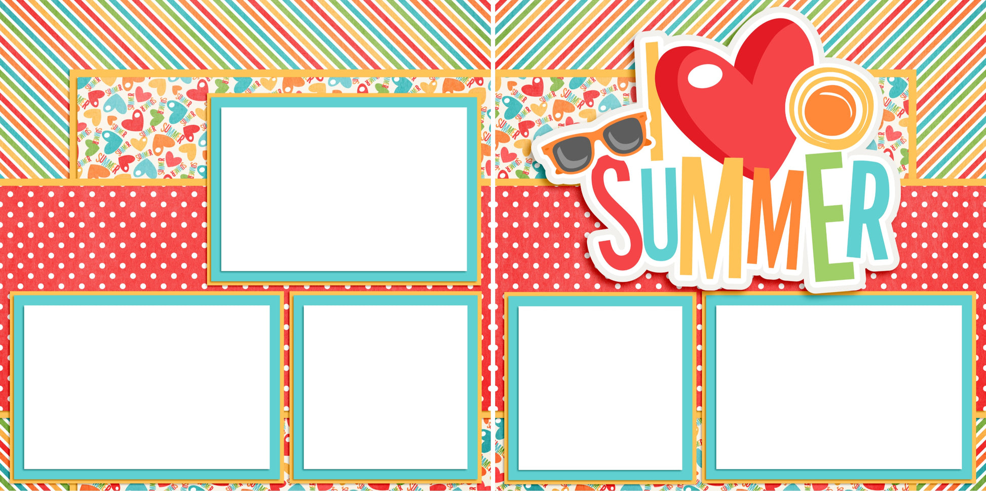 I Heart Summer - Digital Scrapbook Pages - INSTANT DOWNLOAD - EZscrapbooks Scrapbook Layouts Summer, Swimming - Pool