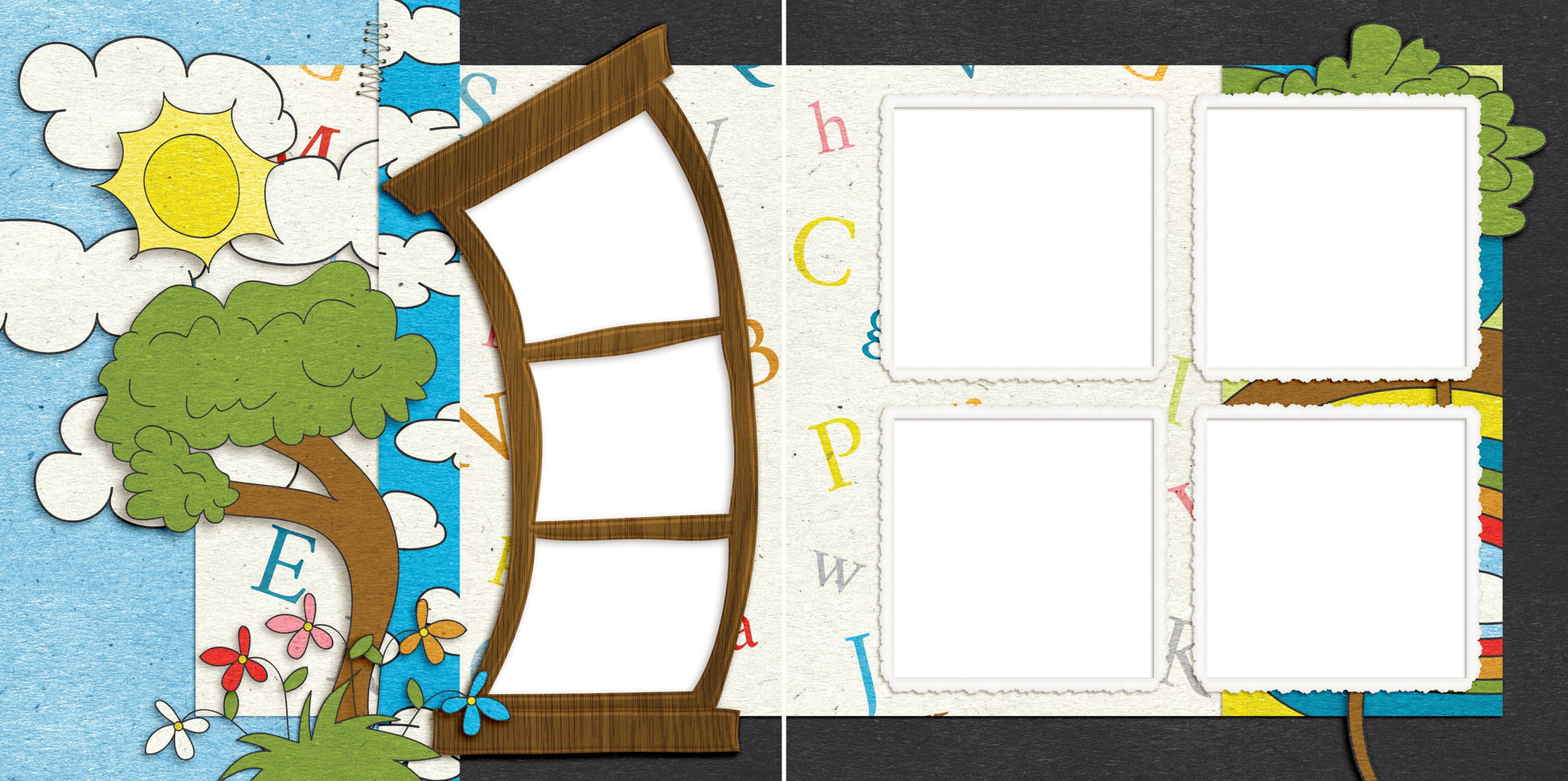 ABC's - Digital Scrapbook Pages - INSTANT DOWNLOAD - EZscrapbooks Scrapbook Layouts learning, reading, school, story, storytime