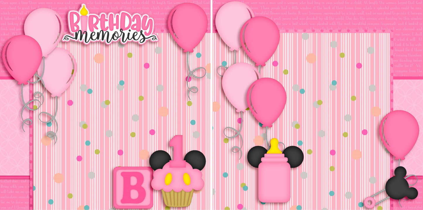 Birthday Memories Girl NPM - 3441 - EZscrapbooks Scrapbook Layouts Baby - Toddler, Birthday