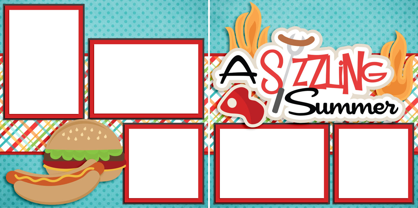 A Sizzlin' Summer - Digital Scrapbook Pages - INSTANT DOWNLOAD - EZscrapbooks Scrapbook Layouts Foods, Summer