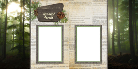 National Forest - Digital Scrapbook Pages - INSTANT DOWNLOAD - EZscrapbooks Scrapbook Layouts Camping - Hiking, Hunting - Fishing