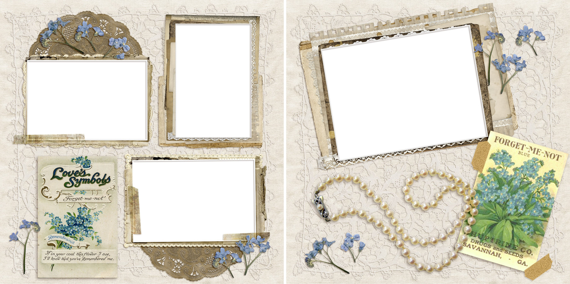 Forget Me Not - Digital Scrapbook Pages - INSTANT DOWNLOAD - EZscrapbooks Scrapbook Layouts Grandmother, Heritage