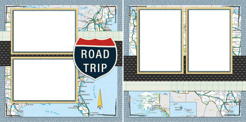 Road Trip -Digital Scrapbook Pages - INSTANT DOWNLOAD - EZscrapbooks Scrapbook Layouts Vacation
