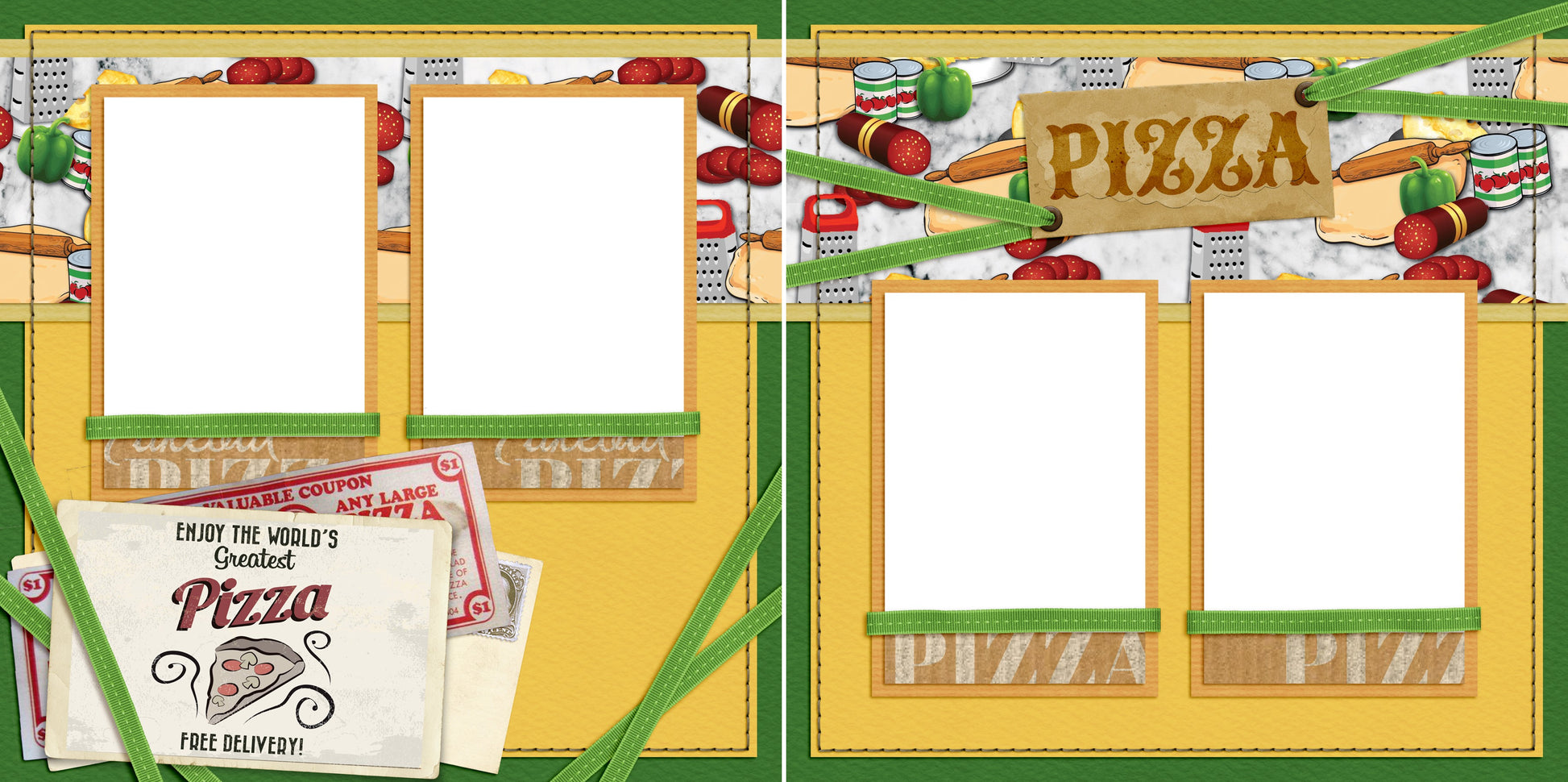 World's Greatest Pizza - Digital Scrapbook Pages - INSTANT DOWNLOAD - EZscrapbooks Scrapbook Layouts pizza, takeout