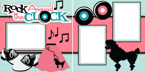 Rock Around the Clock - Digital Scrapbook Pages - INSTANT DOWNLOAD - EZscrapbooks Scrapbook Layouts Decades Past