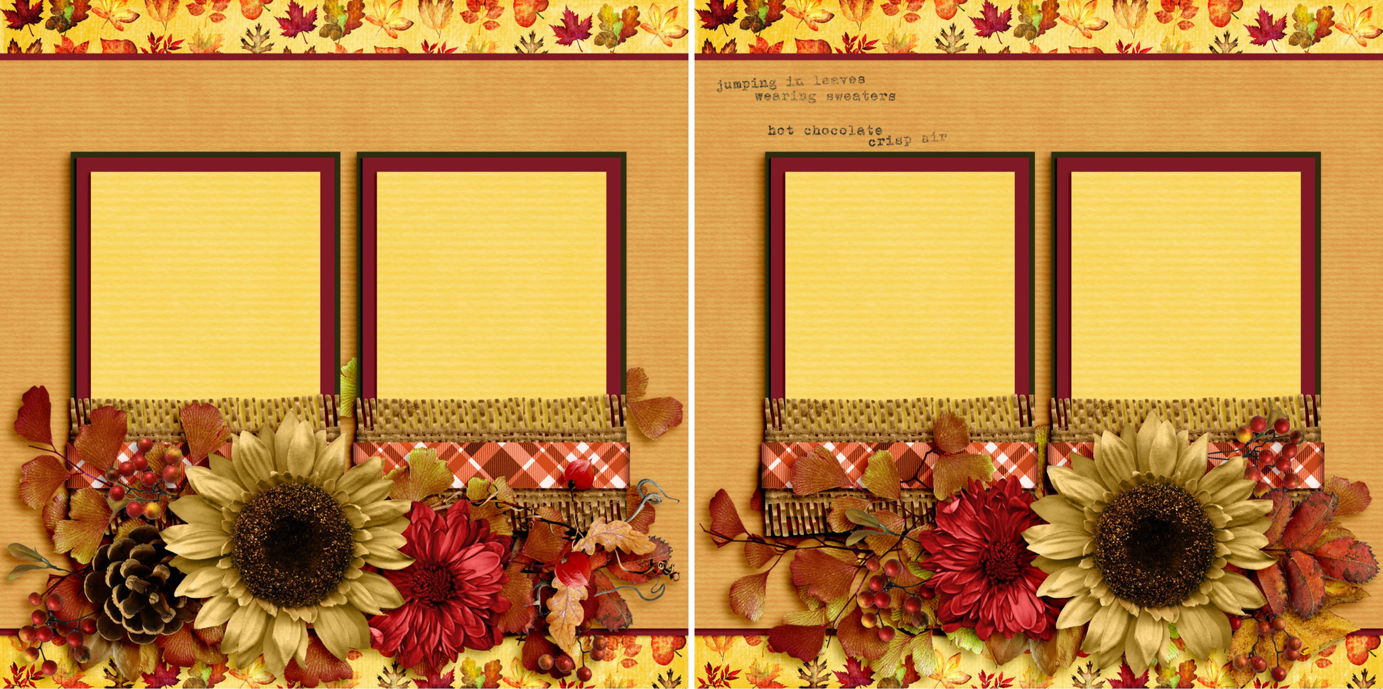 Jumpin in Leaves - 3542 - EZscrapbooks Scrapbook Layouts Fall - Autumn, Thanksgiving