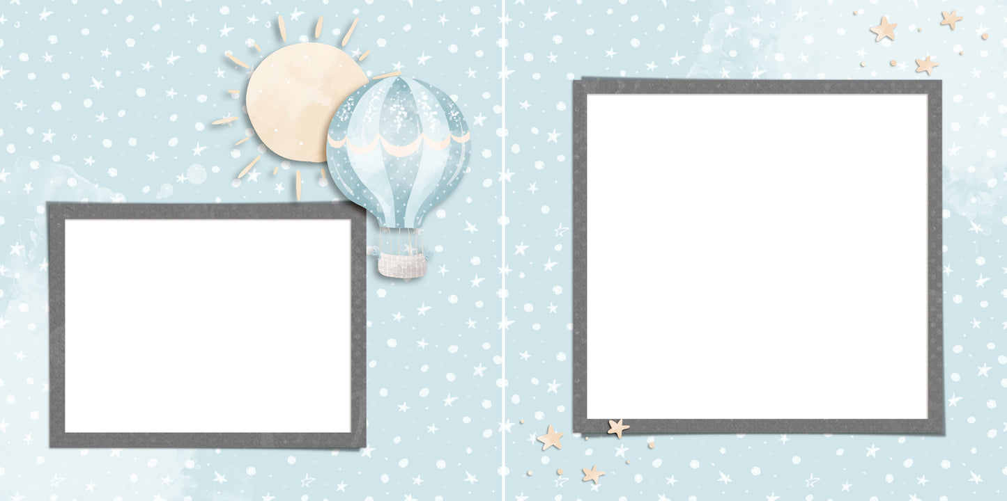 Baby Boy Balloon - EZ Digital Scrapbook Pages - INSTANT DOWNLOAD