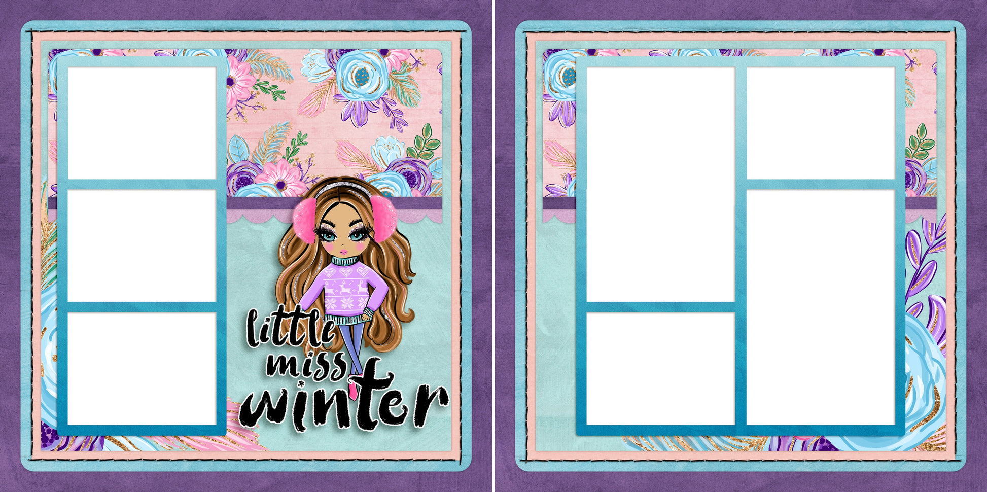 Little Miss Winter - Digital Scrapbook Pages - INSTANT DOWNLOAD - EZscrapbooks Scrapbook Layouts Winter