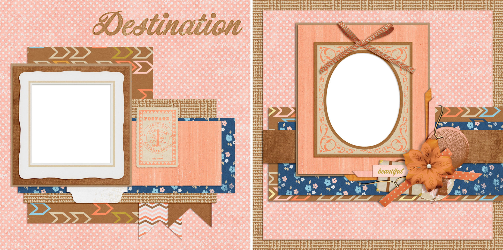 Destination - Travel - Digital Scrapbook Pages - INSTANT DOWNLOAD - EZscrapbooks Scrapbook Layouts travel