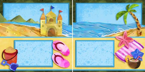 Just Beachy - 2757 - EZscrapbooks Scrapbook Layouts Beach - Tropical, Summer, Swimming - Pool