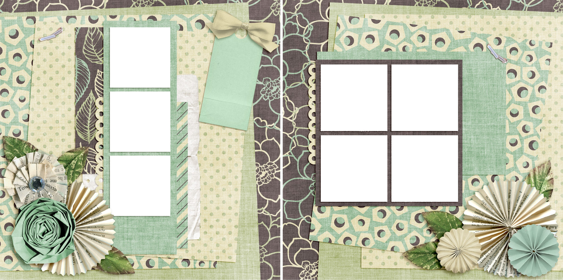 Mint Green - Digital Scrapbook Pages - INSTANT DOWNLOAD - EZscrapbooks Scrapbook Layouts Other