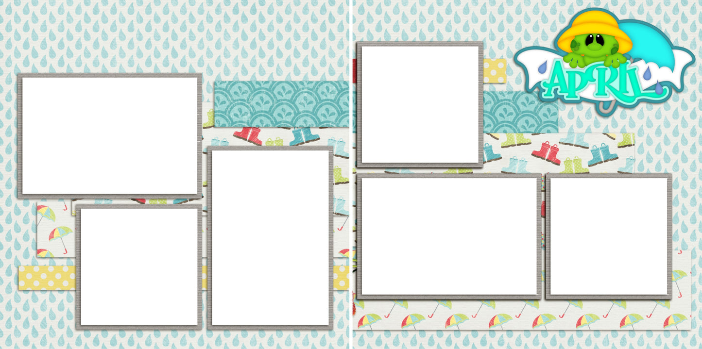 April - Digital Scrapbook Pages - INSTANT DOWNLOAD - EZscrapbooks Scrapbook Layouts Months of the Year