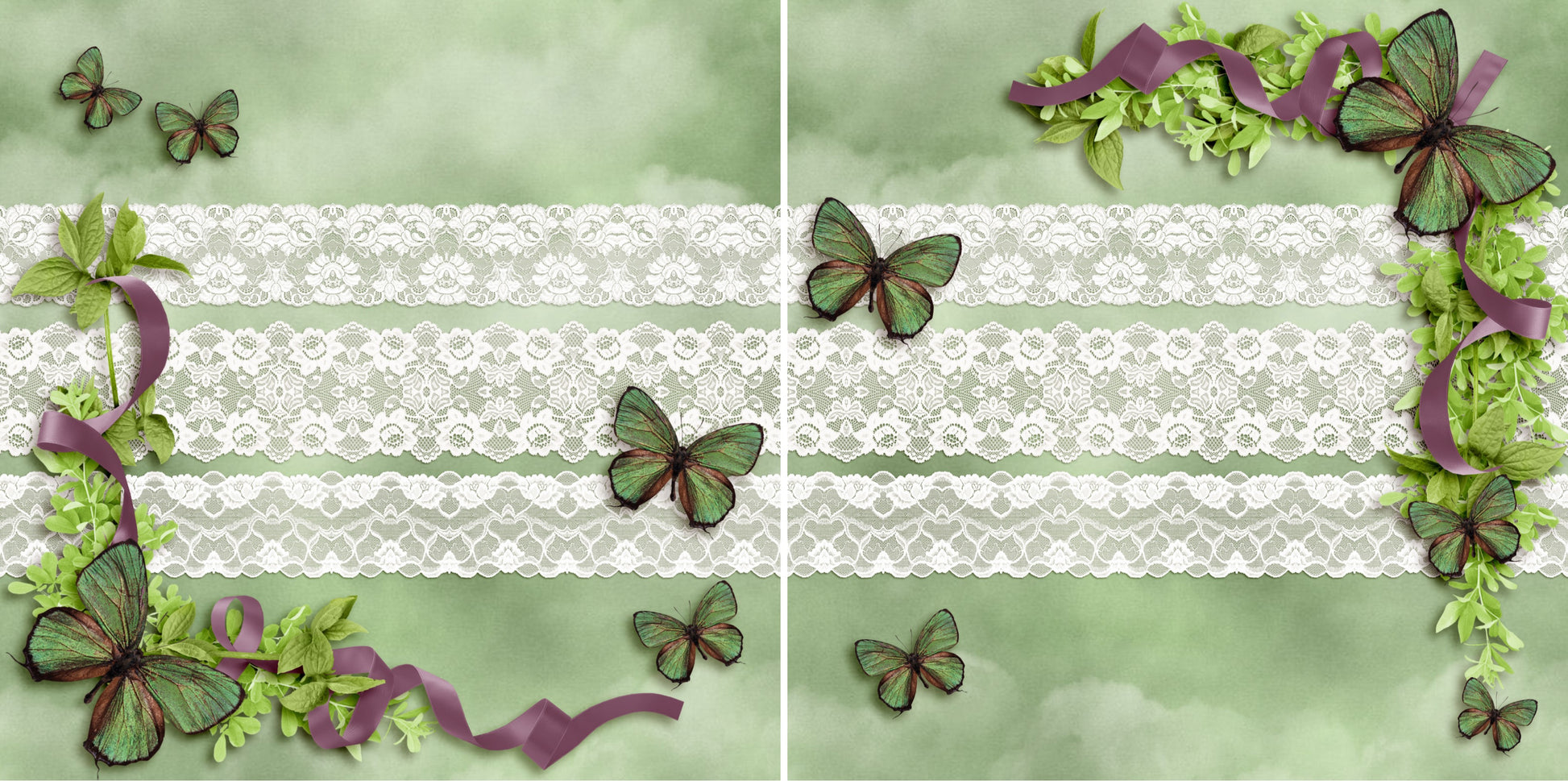 Beautiful Butterflies NPM - 3889 - EZscrapbooks Scrapbook Layouts 