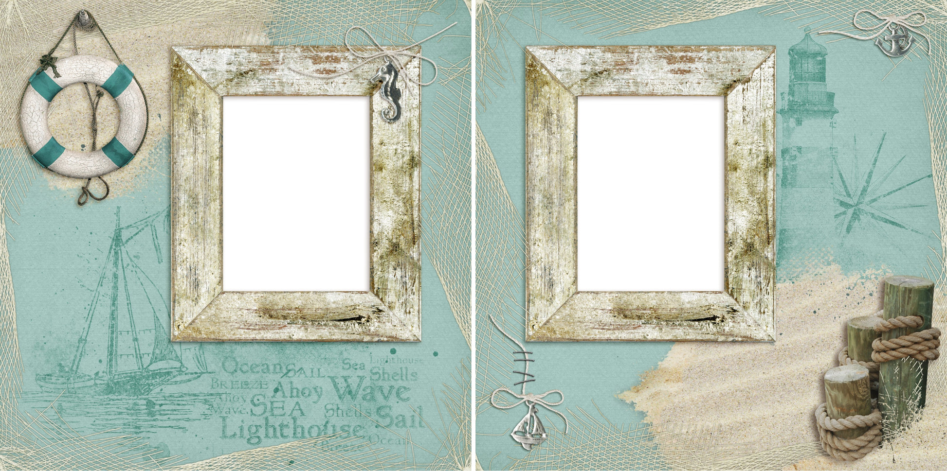 Beachy - Digital Scrapbook Pages - INSTANT DOWNLOAD - EZscrapbooks Scrapbook Layouts Beach - Tropical