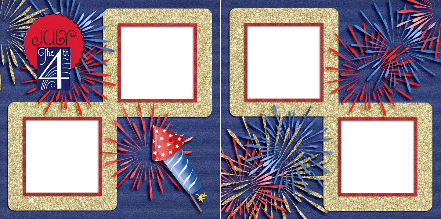 July the 4th EZ Quick Pages -  Digital Bundle - 10 Digital Scrapbook Pages - INSTANT DOWNLOAD