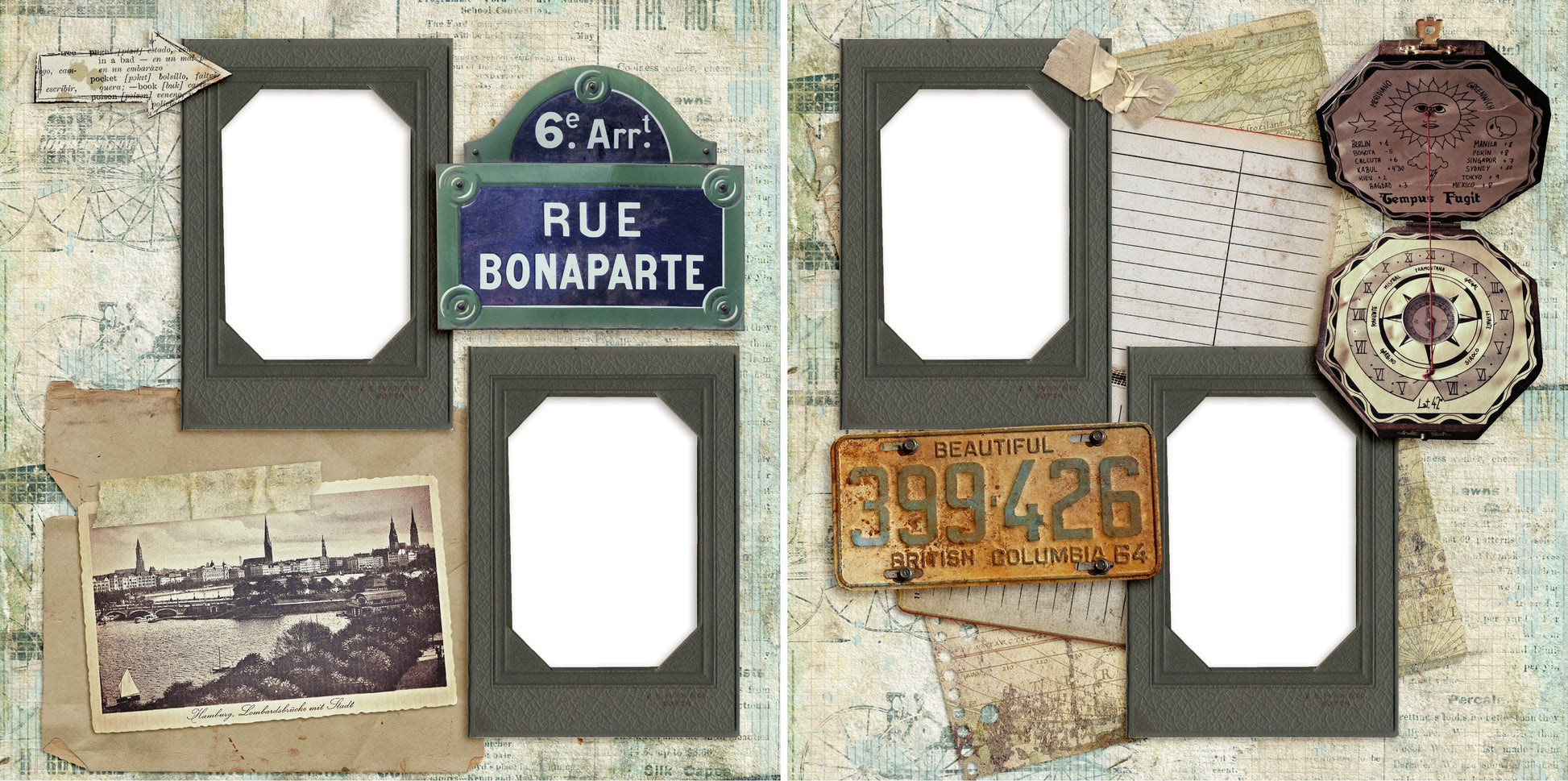 Rue Bonaparte - Digital Scrapbook Pages - INSTANT DOWNLOAD - EZscrapbooks Scrapbook Layouts Heritage, Other