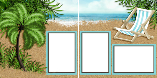 Beach Paradise - Digital Scrapbook Pages - INSTANT DOWNLOAD - 2019 - EZscrapbooks Scrapbook Layouts Beach - Tropical, cruise