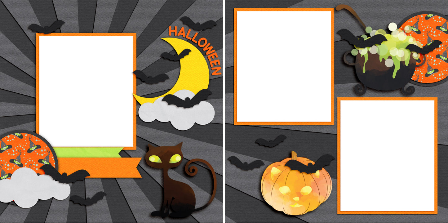 Halloween - Digital Scrapbook Pages - INSTANT DOWNLOAD - 2019 - EZscrapbooks Scrapbook Layouts Halloween