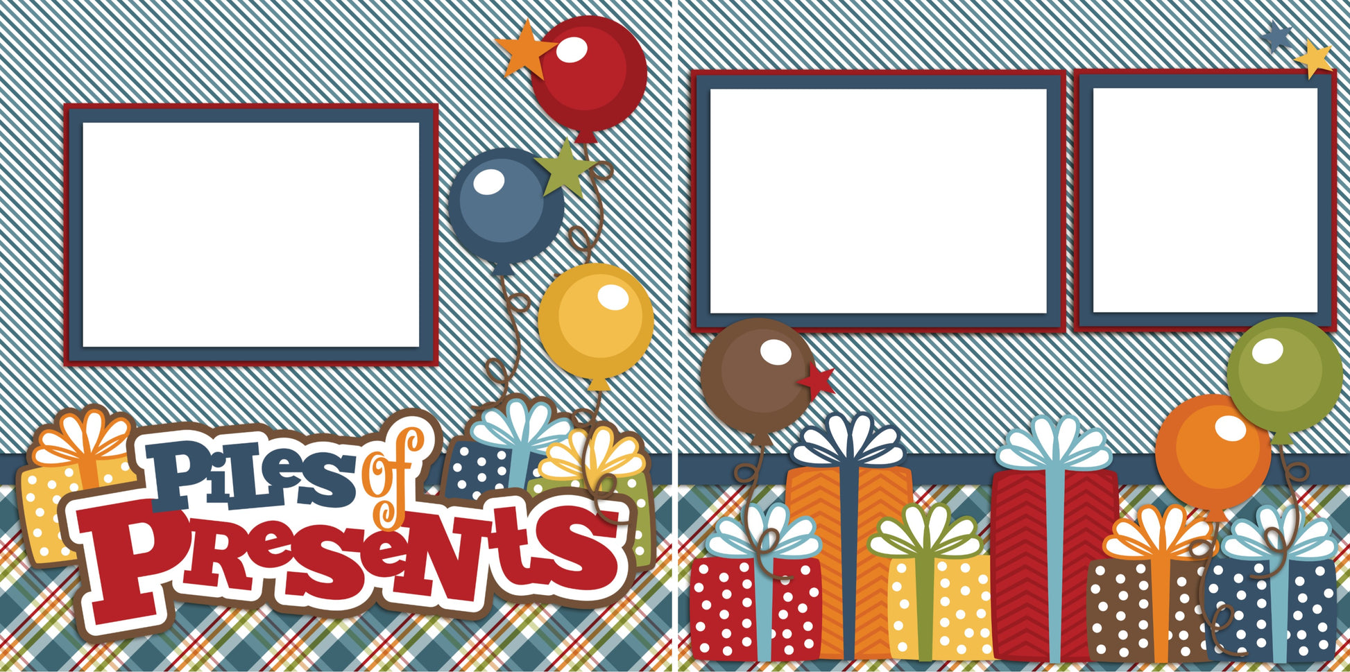 Piles of Presents - Digital Scrapbook Pages - INSTANT DOWNLOAD - EZscrapbooks Scrapbook Layouts Birthday