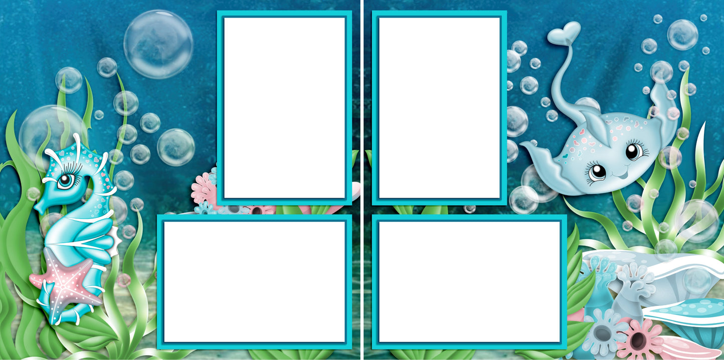 Ocean Friends - Digital Scrapbook Pages - INSTANT DOWNLOAD - 2019 - EZscrapbooks Scrapbook Layouts Beach - Tropical, Swimming - Pool