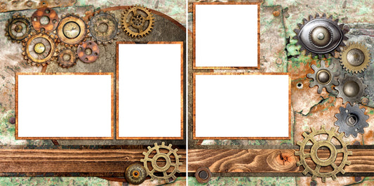 Steampunk 4 - Digital Scrapbook Pages - INSTANT DOWNLOAD - EZscrapbooks Scrapbook Layouts Steampunk
