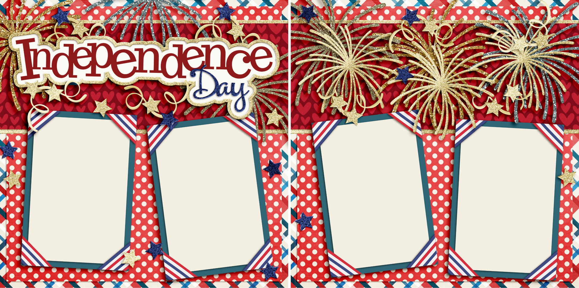 Independence Day - Digital Scrapbook Pages - INSTANT DOWNLOAD - 2019 - EZscrapbooks Scrapbook Layouts July 4th - Patriotic