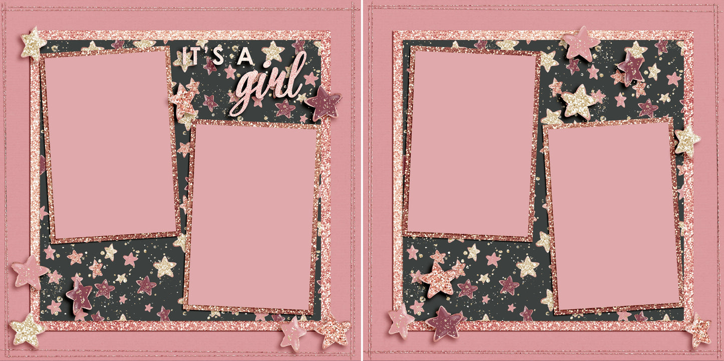 It's a Girl Stars - Digital Scrapbook Pages - INSTANT DOWNLOAD - EZscrapbooks Scrapbook Layouts Baby, Baby - Toddler