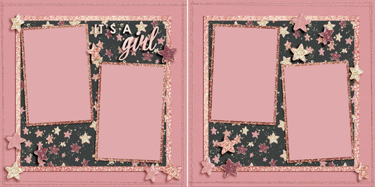 It's a Girl Stars - Digital Scrapbook Pages - INSTANT DOWNLOAD - EZscrapbooks Scrapbook Layouts Baby, Baby - Toddler