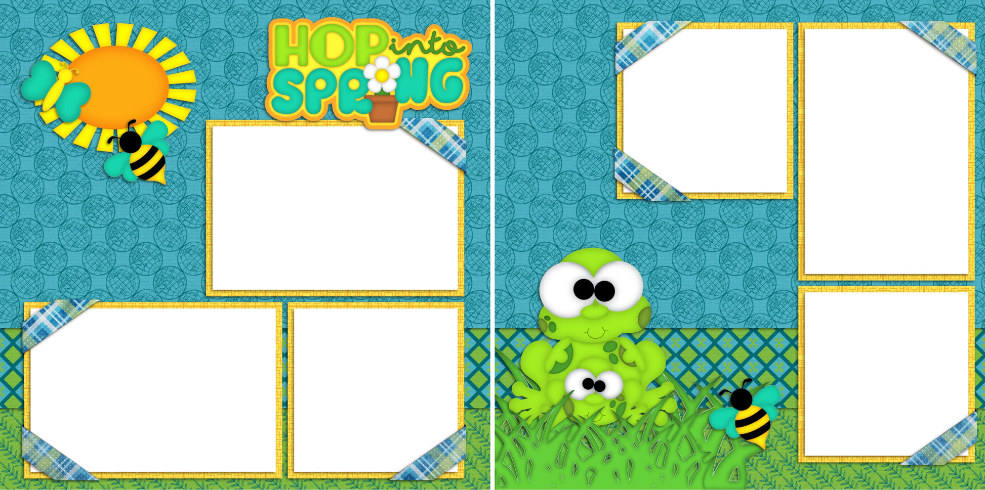 Hop into Sprint - Digital Scrapbook Pages - INSTANT DOWNLOAD - EZscrapbooks Scrapbook Layouts Spring - Easter