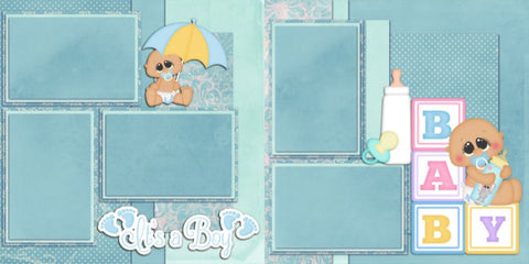 Inkdotpot It's a Baby Boy Theme Collection Double-Sided Scrapbook