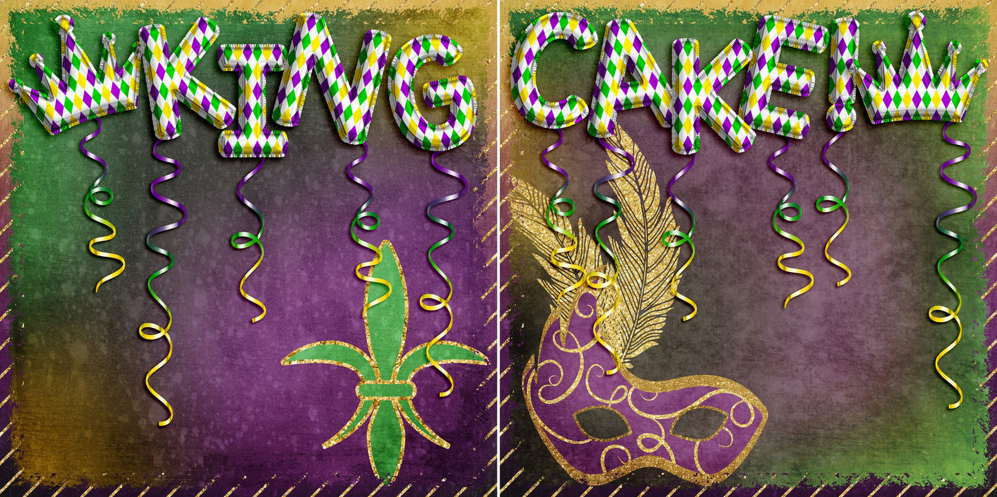 Mardi Gras Bling EZ Background Pages -  Digital Bundle - 10 Digital Scrapbook Pages - INSTANT DOWNLOAD