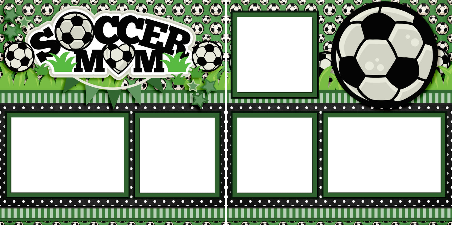 Soccer Mom Green - Digital Scrapbook Pages - INSTANT DOWNLOAD - EZscrapbooks Scrapbook Layouts Sports