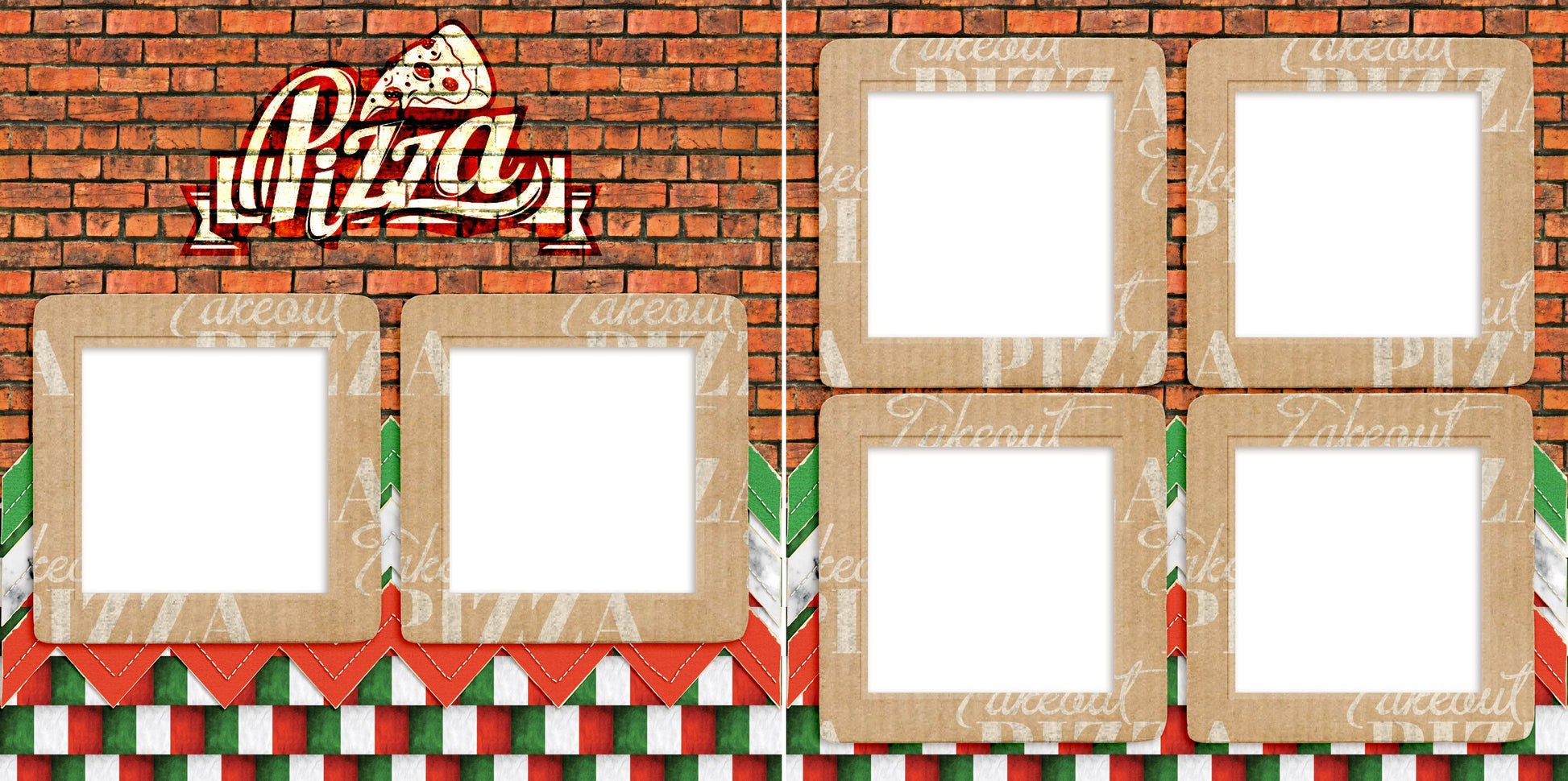 Brick Wall Pizza - Digital Scrapbook Pages - INSTANT DOWNLOAD - EZscrapbooks Scrapbook Layouts pizza, takeout