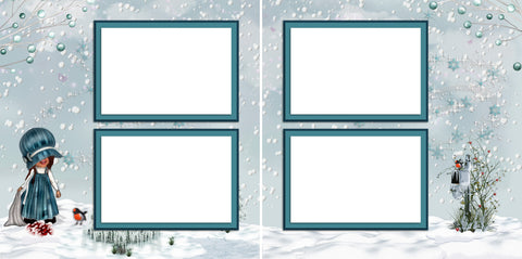 Blue Bonnet Winter - Digital Scrapbook Pages - INSTANT DOWNLOAD - EZscrapbooks Scrapbook Layouts Baby - Toddler, Christmas, Girls, Winter