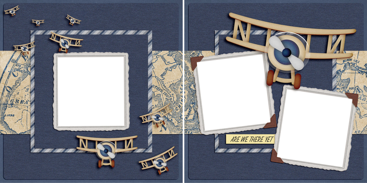 Fly Somewhere - Travel - Digital Scrapbook Pages - INSTANT DOWNLOAD - EZscrapbooks Scrapbook Layouts travel