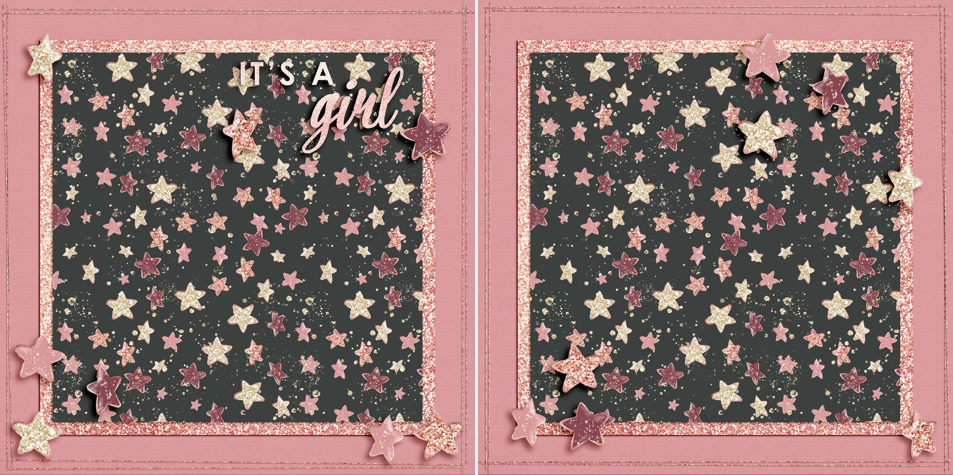It's a Girl Stars NPM - 5437 - EZscrapbooks Scrapbook Layouts Baby