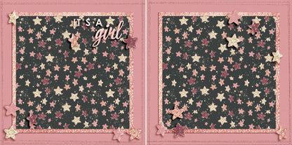 It's a Girl Stars NPM - 5437 - EZscrapbooks Scrapbook Layouts Baby