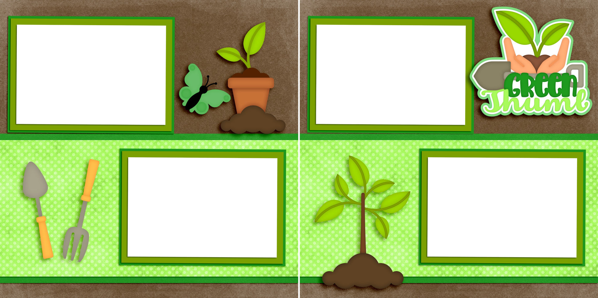 Green Thumb - Digital Scrapbook Pages - INSTANT DOWNLOAD - EZscrapbooks Scrapbook Layouts Farm - Garden