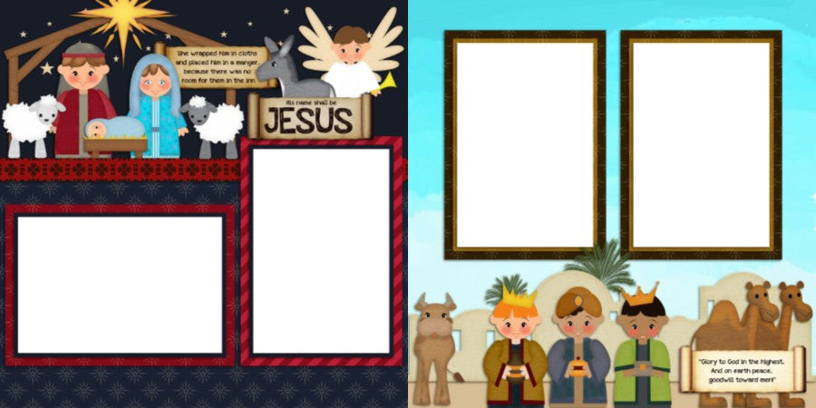 Nativity - Digital Scrapbook Pages - INSTANT DOWNLOAD - EZscrapbooks Scrapbook Layouts Christmas, Faith - Religious