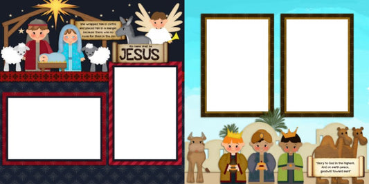 Nativity - Digital Scrapbook Pages - INSTANT DOWNLOAD - EZscrapbooks Scrapbook Layouts Christmas, Faith - Religious