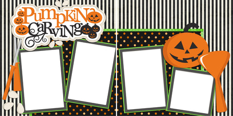 Pumpkin Carving - Digital Scrapbook Pages - INSTANT DOWNLOAD - EZscrapbooks Scrapbook Layouts Halloween